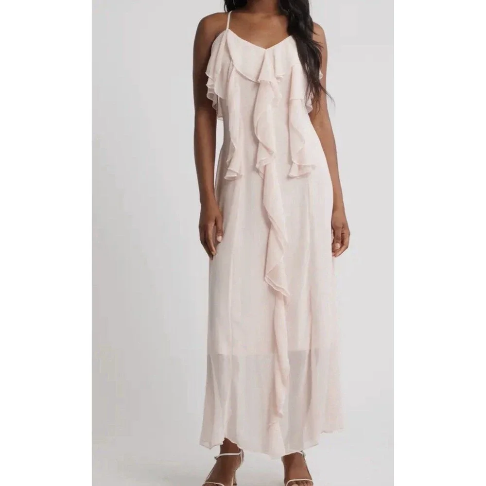 Vero Moda Women Camille Ruffle Detail Slipdress Size Medium New With Flaw Blue - Picture 2 of 8